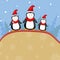 Penguine in Christmas Backgound