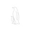 Penguins animals line drawing, vector illustration