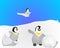 Penguins in the Antartic illustration