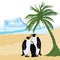 Penguins on beach