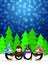 Penguins Carolers Singing in Winter Snowing Scene