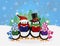 Penguins Christmas Carolers Snow Scene Illustration