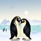 Penguins couple in Artic landscape