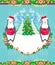 Penguins disguised as santa with a gift - funny Christmas card