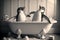 penguins having fun in the tub, generative Ai