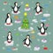 Penguins on the ice floes.