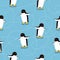 Penguins on Ice-skates Seamless Pattern Vector