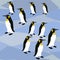 Penguins on Ice Surface Pattern, King Penguins Winter Repeat Pattern Emperor Penguins  for Textile Design, Fabric Printing, Statio
