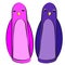 Penguins, icon, children`s drawing style.