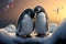 Penguins love on postcard embodies 14th Februarys romantic essence