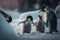 penguins playing in the snow. generative ai