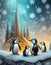 penguins in a snowy landscape