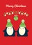 Penguins under mistletoe