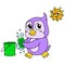 Penguins are washing their hands with soap so they are not attacked by bacterial viruses. doodle icon image kawaii