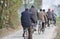Pengzhou, China: Six Men on Bicycles
