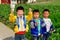 Pengzhou, China: Three Little Boys on Farm