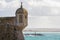 Peniche fortress tower with sea on the background