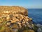 Peniche ocean cliffs near Cabo Carvoeiro in sunset light