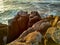 Peniche ocean rocks near Cabo Carvoeiro in sunset light