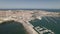 Peniche port and city in background, Portugal. Aerial orbit