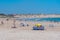 Peniche, Portugal, July 1, 2021: People are enjoying a sunny day