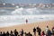 Peniche, Portugal - Oct 25th 2017 - A surfer running at the sand during the World Surf League`s 2017 MEO Rip Curl Pro Portugal su