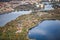 Peninsula Hermannswerder, Templin suburb from city of Potsdam, Templiner Vorstadt surrounds by river Havel during early autumn