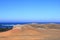 peninsula Jandia at Fuerteventura and the sea near Puerto de la Cruz village at Canary Islands