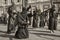 Penitent with his cross, Holy Week in Seville Nazarene Brotherhood of students