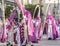 Penitents and children of the brotherhood of `La Borriquita` The Little Donkey bearing palms on Palm Sunday