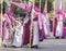 Penitents and children of the brotherhood of `La Borriquita` The Little Donkey bearing palms on Palm Sunday In their procession