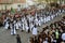 Penitents with clarinets and drums in the Easter Week Procession of the Brotherhood of Jesus in his Third Fall on Holy Monday in Z