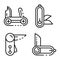 Penknife icons set, outline style