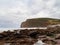 Pennan beach and village at low tide in September 2022. Aberdeenshire, Scotland, UK