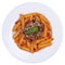 Penne Bolognese or Bolognaise sauce noodles pasta meal isolated