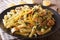 Penne pasta with grilled chicken, fresh herbs and lemon sauce cl