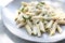 Penne pasta with white sauce and truffle, italian food