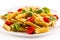 Penne, pesto sauce and vegetables