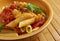 Penne rigata with marinara sauce