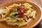 Penne rigata with marinara sauce