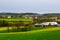 Pennsylvania countryside and farms in spring near Kutztown. Fields just starting to be plowed.