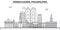 Pennsylvania, Philadelphia architecture line skyline illustration. Linear vector cityscape with famous landmarks, city