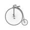 Penny-farthing, retro bicycle with large front wheel, vintage bike of 1870s