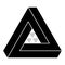 Penrose triangle icon. Impossible vector geometric shape object. Optical illusion illustration. Infinity 3D element