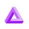 Penrose triangle icon in violet. Geometric 3D object optical illusion. Vector illustration