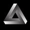 Penrose triangle or Penrose tribar, or the impossible tribar with gradient on black background