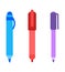 Pens blue red and purple