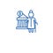 Pension contributions line icon concept. Pension contributions flat  vector symbol, sign, outline illustration.