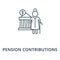 Pension contributions vector line icon, linear concept, outline sign, symbol