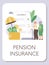 Pension insurance provided by employment contract, vector illustration isolated.